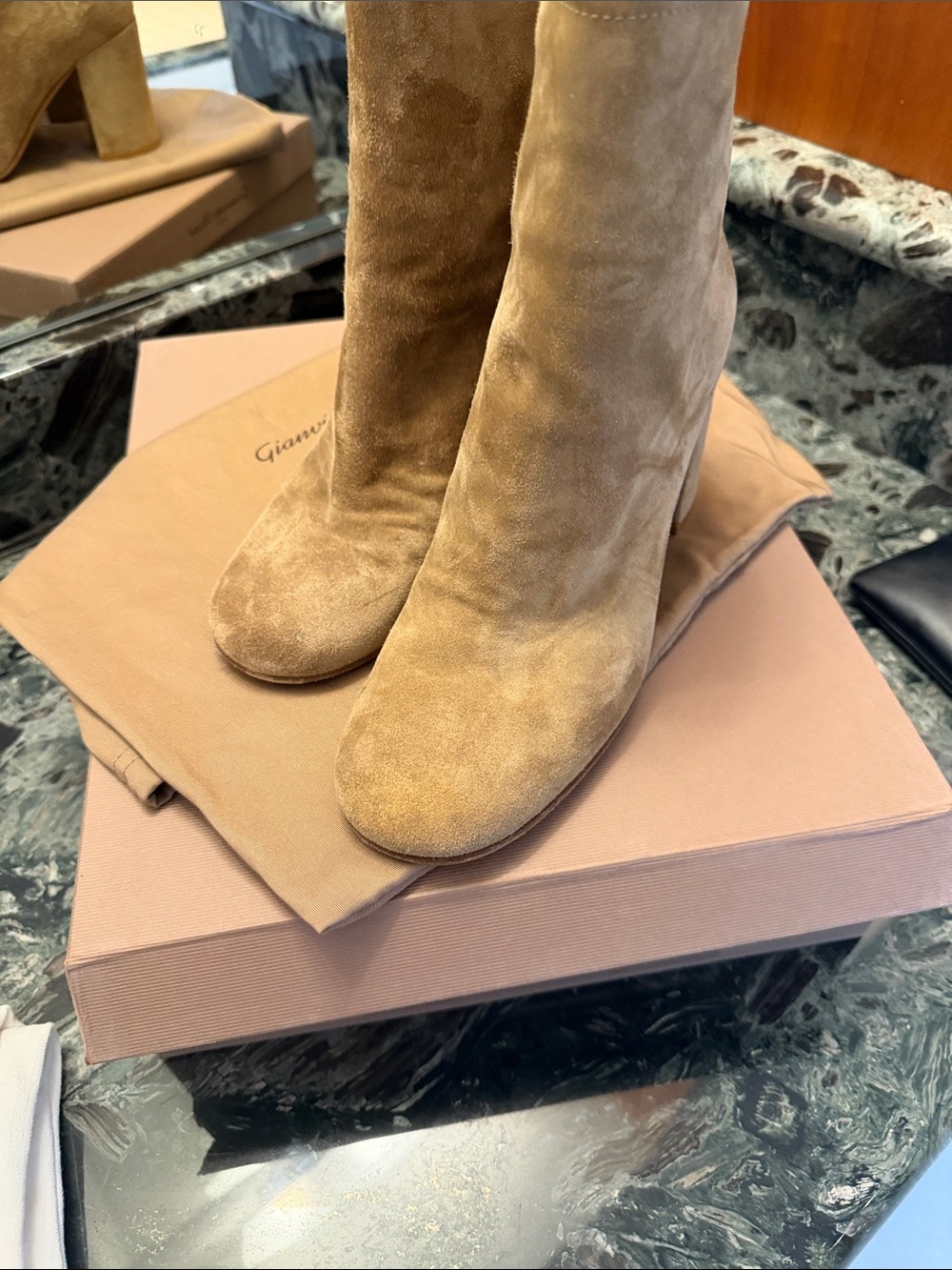Gianvito Rossi Suede Booties in Tan - Designer Style